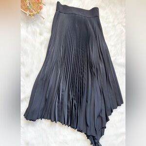 Pre Loved Joseph Pleated Midi Skirt in Black Cupro